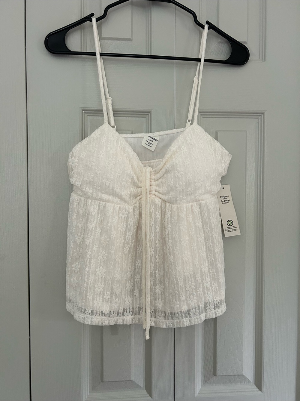 No Boundaries White Lace Tie-Front Camisole